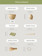 6-pcs Japanese Matcha Whisk Set with Handmade Wabi-Sabi Ceramic Bowl(Chawan),Bamboo Chasen, Whisk Holder, Scoop, Sifter & Tea Towel,Matcha Ceremony Kit,(Sandstone Reactive Glaze)