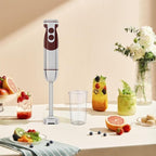 MegaWise Pro Titanium Reinforced 5-in-1 Immersion Hand Blender, Powerful Motor with 80% Sharper Blades, 12-Speed Corded Blender, Including 500ml Chopper, 600ml Beaker, Whisk and Milk Frother (Red)