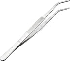 uxcell 10-Inch Stainless Steel Tweezers with Curved Serrated Tip Daily Garden Tool