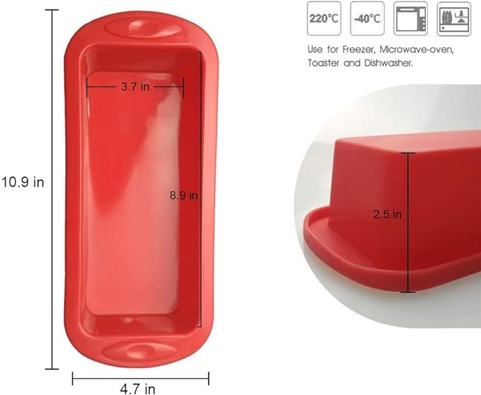 SILIVO Silicone Bread and Loaf Pans (2 Pack) - Nonstick Silicone Baking Mold for Homemade Loaf, Bread and Meatloaf - 8.9x3.7x2.5 inch