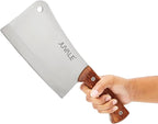 Juvale Meat Cleaver - 8-Inch Stainless Steel Blade, Wood Handle - Heavy-Duty Butcher Knife & Bone Cleaver for Beef Brisket, Meat Cutting & Chopping - Chopping Knife