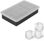 Tovolo Perfect Cube Silicone Ice Mold Freezer Tray with Lid of 1.25" Cubes for Whiskey, Bourbon, Spirits & Liquor, BPA-Free Silicone, Fade Resistant, Charcoal, Set of 2