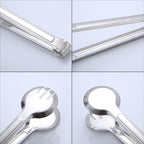 4 PCS Serving Tongs 9 Inch Buffet Tongs Stainless Steel Serving Utensils for Salad Buffet Appetizer Dessert Food Parties, Silver