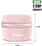 Tronco 16 oz Glass Food Storage Containers with Lids, Airtight, Leak & Spill Proof Glass Lunch Bowls for Meal Prep, Salad, Yogurt, Soup & Stew, Microwave & Dishwasher Safe, BPA-Free, Set of 2