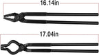 Yoursme Blacksmith Tongs - Wolf Jaw & V-bit Tongs - Blacksmith Forge Tools - Knifemaking Bladesmith - Black