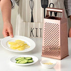 4 Sides Box Grater For Kitchen,Stainless Steel Cheese Grater With Handle,Multi-Function Vegetable Slicer Food Shredder For Chees,Ginger,Vegetables,Rose Gold