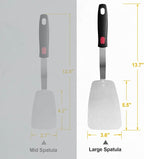 Stainless Steel Flexible Spatula Turner, VOVOLY Thin Metal Spatula for Cast Iron Skillet, Thin Blade and Heat Resistant Silicone Handle, Great for Egg, Cookie, Meat, Crep, Large