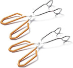 Stainless Steel Scissor Tongs, Heavy Duty, Kitchen Tongs for Food Cooking Barbecue BBQ Grilling and Serving 2pcs Orange