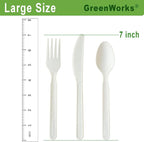 GreenWorks 200 Count Heavy-duty Compostable spoons, BPI Certified Large Disposable Flatware Utensils Spoon (Pack of 2)