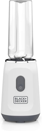 BLACK+DECKER® Ice Crush Single Serve Blender with Pulse/ON Button, Base, Two 20oz Personal Blender Jars, Blade Assembly, Travel Lid, White