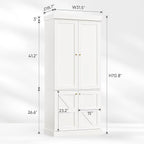 70.8" Tall Farmhouse Kitchen Pantry Cabinet with Doors, Modular Storage Cabinet with 4-Tier Adjustable Shelves, White, Wooden Hutch for Kitchen, Living Room, Set of 2