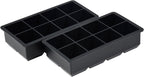 Bangp Large Ice Cube Tray with Bin and Tongs,2 Pack Large Size Silicone Ice Cube Trays for Whiskey, Big Square Ice Cube Molds Making 16 Giant Ice Cubes for Whiskey Cocktails Bourbon