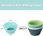 Silicone Baking Muffin Cups Cupcake Liners 24 Pack Non-stick Reusable Cake Molds