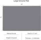Silicone Mats for Kitchen Counter, Thicker 0.06", 25 x 17 inches Multipurpose Table Mat, Silicone Pad Desk Work Mat, Nonstick Nonskid Heat-Resistant Pad, Placemat, Dark Gray, 2PCS