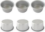Aluminum Tart Pan Set, 6 PCS Popover Pan Single Serving Pastry, Large Muffin Pans, Baking Tool for Egg Tart, Yorkshire, Cupcake, Baba Au Rhum, Pot Pie (3.82x 2.95x 2.05 Inch)