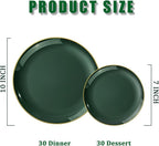 PULOTE 60PCS Green Plastic Plates - Heavy Duty Green Disposable Include 30 Each (10 inch Dinner & 7 inch Dessert) Plates, Ideal for Party & Christmas