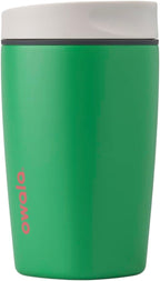 Owala SmoothSip Slider Insulated Stainless Steel Coffee Tumbler, Reusable Iced Coffee Cup, Hot Coffee Travel Mug, BPA Free 12 oz, Grey/Green (Sour Apple)