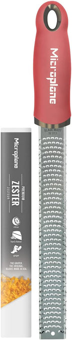 Premium Classic Series Zester - Lipstick Pink | Lemon Zester tool, Hard Cheese & Vegetable Grater | For Citrus, Parmesan Cheese, Garlic, Ginger, Nutmeg | Fine Stainless Steel Blade, Made in USA