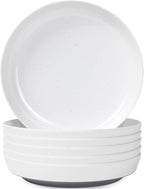 Webbylee 8.25" Melamine Pasta Bowls Set of 6-28oz Melamine Large Salad Bows，Durable Serving Bowls for Cereal, Fruit, Soup，Deep Enough for Kitchen and Dining White/Grey
