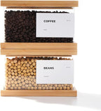 Bamboo Food Dispenser | Kitchen Organizers and Storage | Airtight Pantry Organizers and Storage Container | Cereal, Rice, Flour, Snack Storage (2, Small)