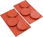 homEdge 3-Cavity Disc Shape Silicone Mold, 3 Packs Disc Cake, Gustard, Resin Coaster, Tart, Handmade Soap Molds-Brown