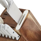 Sabatier 15-Piece Forged Triple Rivet Knife Block Set with Built-in Sharpener, High-Carbon Stainless Steel Kitchen Knives, Razor-Sharp Knife set with Acacia Block and Edgekeeper Technology, White