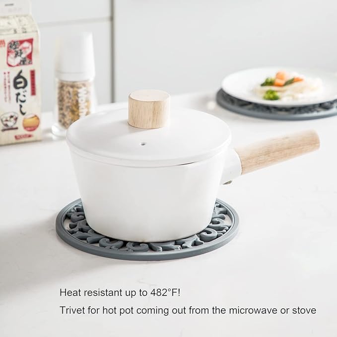 Extra Thick Silicone Trivet Mat for Hot Dishes, Hot Pots and Pans, Pot Holder, Hot Pad to Portect Your Table and Countertop, Kitchen Decor and Accessories,Chocolate Brown,Set of 3