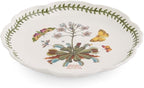 Portmeirion Botanic Garden Lotus 9" Salad Plate, Venus Fly Trap Illustration - Floral Scalloped Shaped Porcelain Dish for Appetizers or Desserts, Dishwasher & Oven Safe
