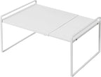 Nxconsu Expandable Cabinet Shelf Organizer Riser for Kitchen Pantry Cupboard Under Sink Countertop Home Storage Organization Rack Space Saver Freestanding Heavy Duty Nonslip Stackable White X Large