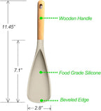VOVOLY Cooking Spoon for Nonstick Cookingwares, Silicone Spoon Spoon for Mixing, Scoop, and Scrape, 11.4" -2 pack, Khaki