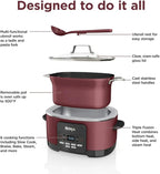 Slow Cooker, Ninja Foodi PRO Possible Cooker, 8.5-Qt, 6-in-1, Saut, Bake, Braise, Steam Functions, Triple Fusion Heat, Nonstick Oven Safe Pot, MC1000WM, Slow Cooker, Cherry Tarte