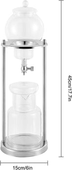 Cold Brew Drip Coffee Maker, 600ml/20.29oz Iced Coffee Brewer Machine Dripper Pot with Measuring Spoon and Stainless Steel Filter for Home Office Coffee Shop
