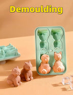 Cute 3D Cat Silicone Ice Cube Tray Mold Cartoon Animal Ice Box BPA-Free (Grey)
