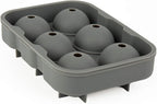 Ticent Ice Cube Trays Set of 2-Silicone Sphere Ice Ball Maker with Lid & Large Square Ice Molds for Whiskey, Cocktail & Brandy (Grey)