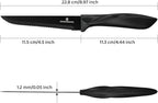 G.a HOMEFAVOR Steak Knife Set: 8-Piece Stainless Steel Sharp Serrated Knives Set for Kitchen, Full Black