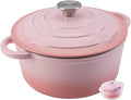 Enameled Cast Iron Dutch Oven Pot with Lid Heavy-Duty Cookware for Bread Baking, Braising, Stews, Roasting,4QT，pink