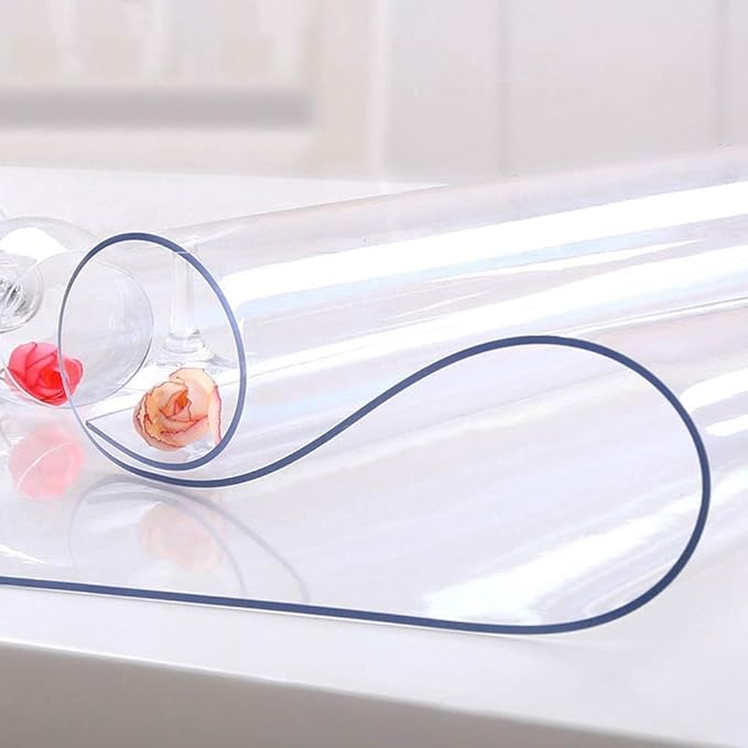 NECAUX Custom 40 x 107 Inch Clear Table Cover Protector, 1.5mm Thick Wood Grain Transparent Table Pad Non-Slip Tablecloth Plastic Protective Pad for Dining Room Table Conference Table Meeting Table