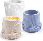 Ocean Sea Shell Starfish Storage Jars Epoxy Resin Molds Silicone Molds for Crafts Summer Marine Storage Jar Organizer Resin Mold Cylindrical Jewelry Candle Jars Containers Silicone Mold Home Decor