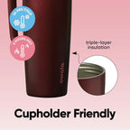 Owala SmoothSip Slider Stainless Steel Insulated Travel Mug with handle, 100% Leak Proof, For Hot and Cold Drinks, Travel Friendly with Sliding Lock Lid, 12oz, BPA Free, Leak Proof, Black Cherry