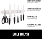 GORILLA GRIP Stainless Steel Magnetic Knife Holder for Wall, 16 Inch, Multi-Purpose Magnet Bar for Knives, Tools, Art Supplies, Heavy Duty Strip Holds Up to 6 lbs, Kitchen Organizer, Drilling Required