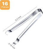 16 Pieces Ice Tongs, 6.5 Inch Ice Tongs for Ice Bucket, Stainless Steel Serving Tongs with Sharp Teeth Make Grabbing Ice Easy, Small Tongs for Serving Food