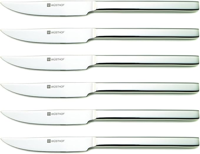 WÜSTHOF Stainless Steel 8-Piece Steak Knife Set with Black Presentation Chest