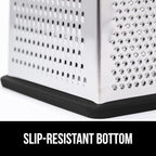 GORILLA GRIP XL 4-Sided Cheese Grater With Container, 100% BPA-Free Stainless Steel Box Graters, Parmesan Shredder, Grate Cheeses, Shred Veggies, Slip Resistant Handle, Dishwasher Safe Zester, Black