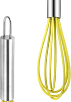 4 Pack Colorful Mini Silicone Kitchen Whisks with Stainless Steel Handles for Milk Egg Blending Stirring Whisking and Beating(4 Colors,6 Inches)
