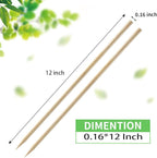 Fu Store Bamboo Skewers, 12 Inch Bamboo Sticks Shish Kabob Skewers, Grill, Appetizer, Fruit, Corn, Chocolate Fountain, Cocktail, Art, Set of 100 Pack