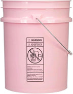 House Naturals 5 Gallon Premium HPDE Plastic Bucket - Made in USA Food Grade Storage Container, BPA Free All Purpose Pail (3, Pink)