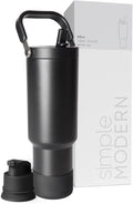 Simple Modern Trek Pivot | 40oz Flip Straw Tumbler with Handle | Water Bottle & Boot | Interchangeable Straw & Chug Lids | Insulated Stainless Steel Jug | Gym Sports Outdoors | Midnight Black