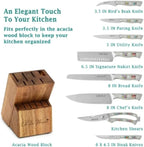 Pioneer Woman 14-Piece Stainless Steel Knife Block Set, Forged High-Alloy Blades, Full-Tang Handles, Acacia Wood Gray Floral