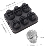 CHIYAN Skull Ice Mold Silicone - Set of 6 Large 3D Ice Cube Molds, 2.3x2.3 Inch Flexible Silicone Freezer Tray, Whiskey Cubes Mold Skull for Party Cocktails Champagne and Drinks