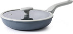 PRICUSIS Nonstick Ceramic Frying Pan with Lid, Non Toxic Skillet, Healthy Egg & Omelet & Chef's Skillet, PTFE PFOA & PFAS Free, Induction Compatible. (10Inch W/L)
